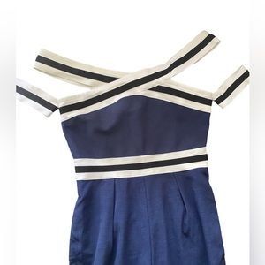 Bebe off the shoulder navy blue jumpsuit size M summer jumpsuit